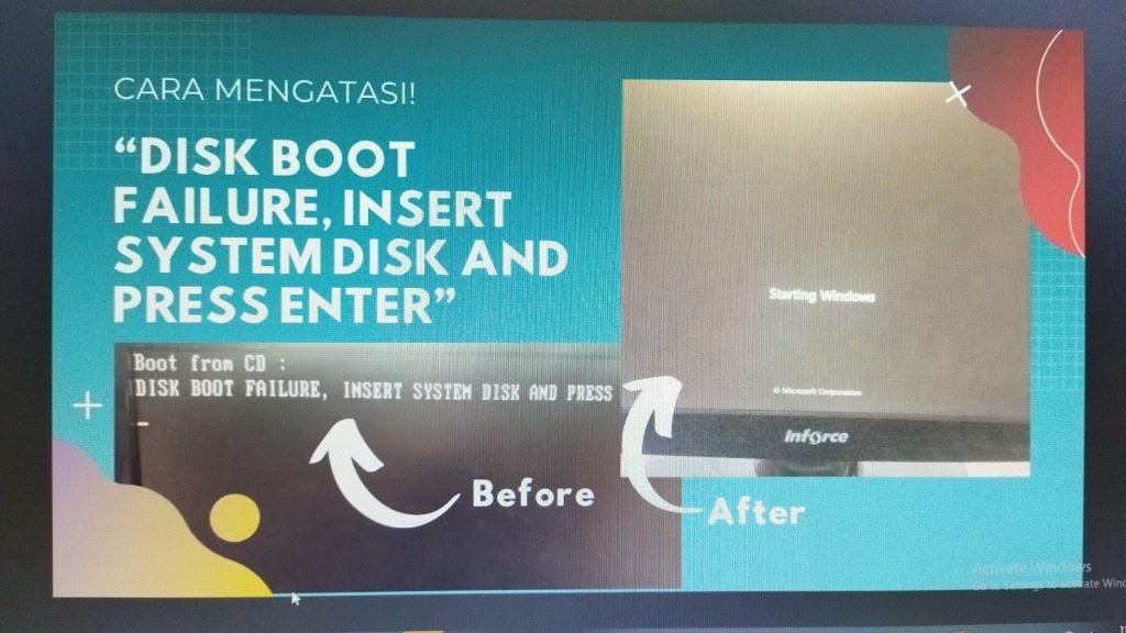 cara memperbaiki komputer disk boot failure insert system disk and press enter